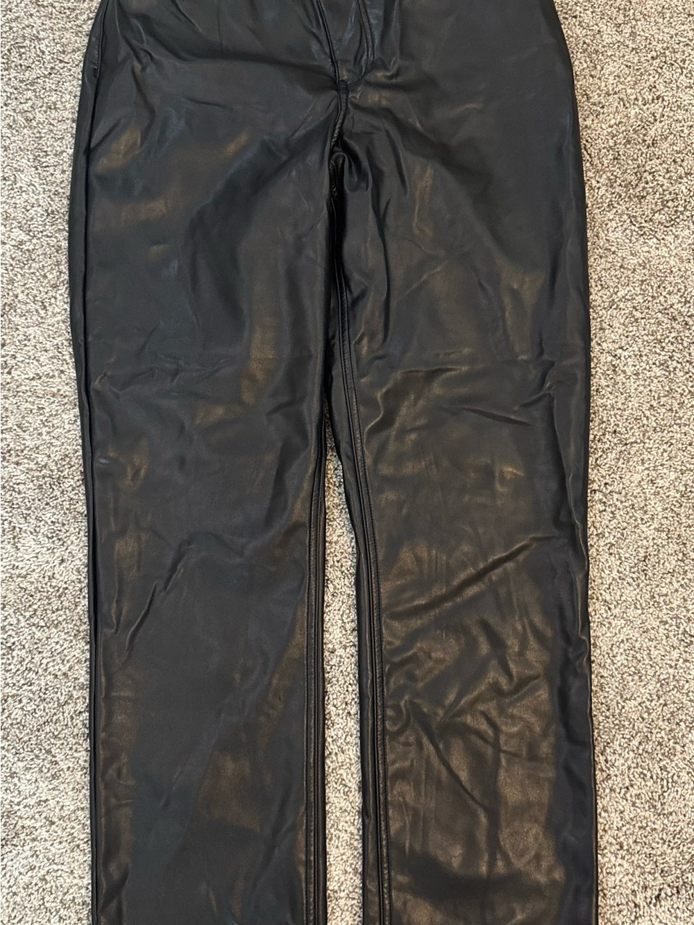 Abercrombie & Fitch Women's The 90's Straight Pants Ultra High Rise Leather Pant - Picture 4 of 5